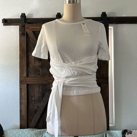 NWT Anthroplogie Pilcro Tie-Front Top White Size X-Small - Picture 6 of 12